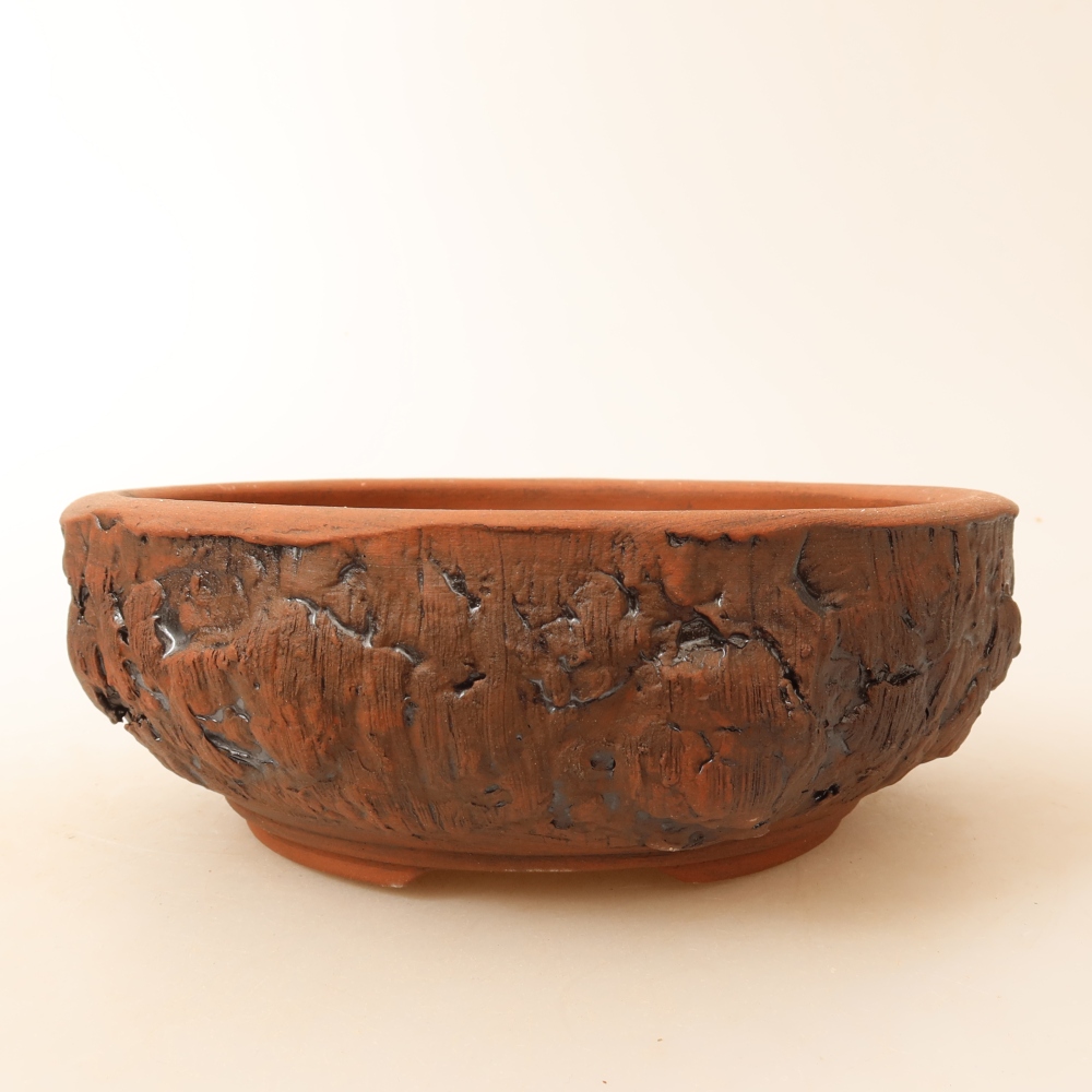 Pot à bonsaï en céramique 17 x 17 x 6 cm, couleur marron