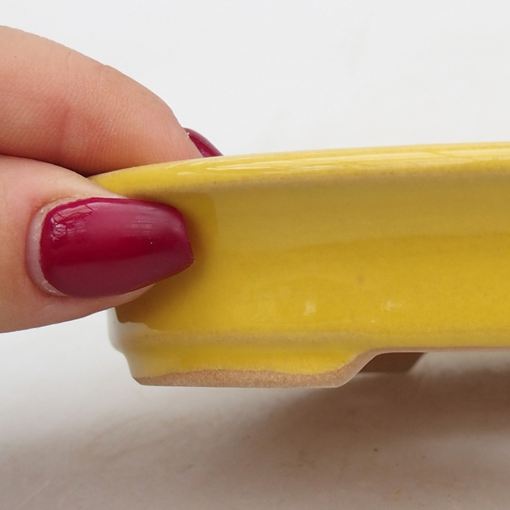 Bol à bonsaï en céramique 13 x 11 x 2,5 cm, jaune