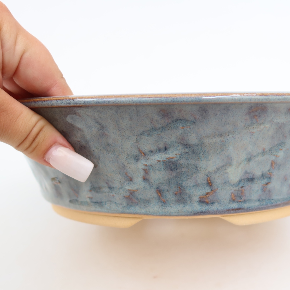 Pot à bonsaï en céramique 25 x 25 x 6,5 cm, couleur grise