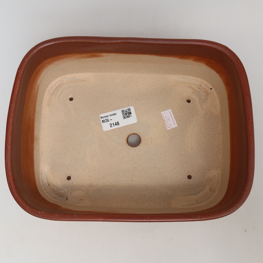 Pot à bonsaï en céramique 23 x 17,5 x 7,5 cm, couleur bordeaux