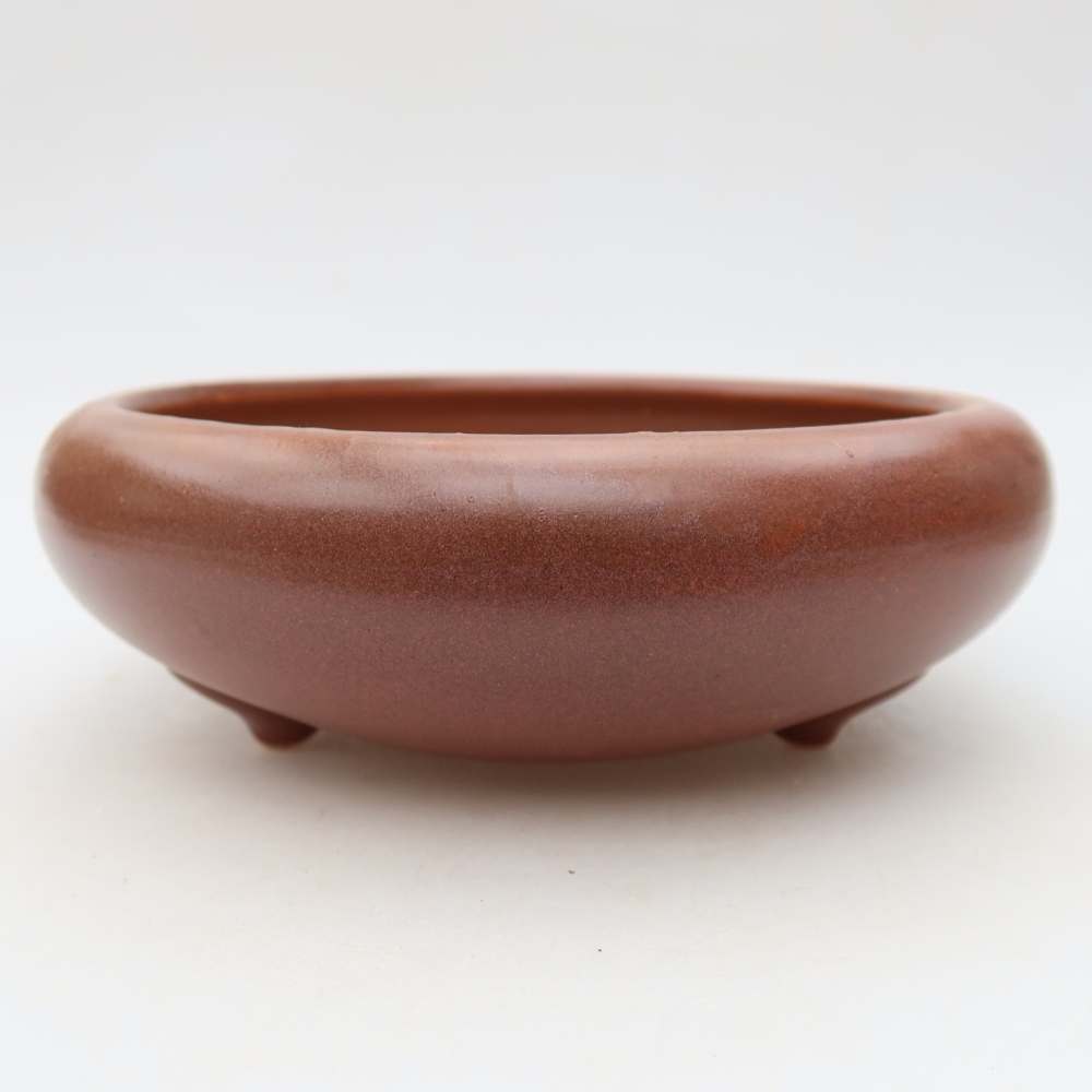 Pot à bonsaï en céramique 20 x 20 x 7,5 cm, couleur bordeaux