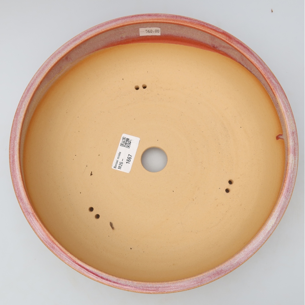 Pot à bonsaï en céramique 26,5 x 26,5 x 7,5 cm, couleur rose