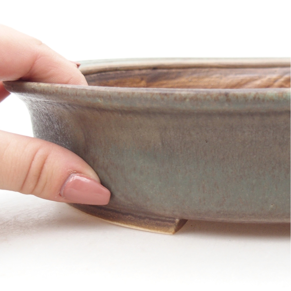 Bol à bonsaï en céramique 26 x 23,5 x 5,5 cm, vert