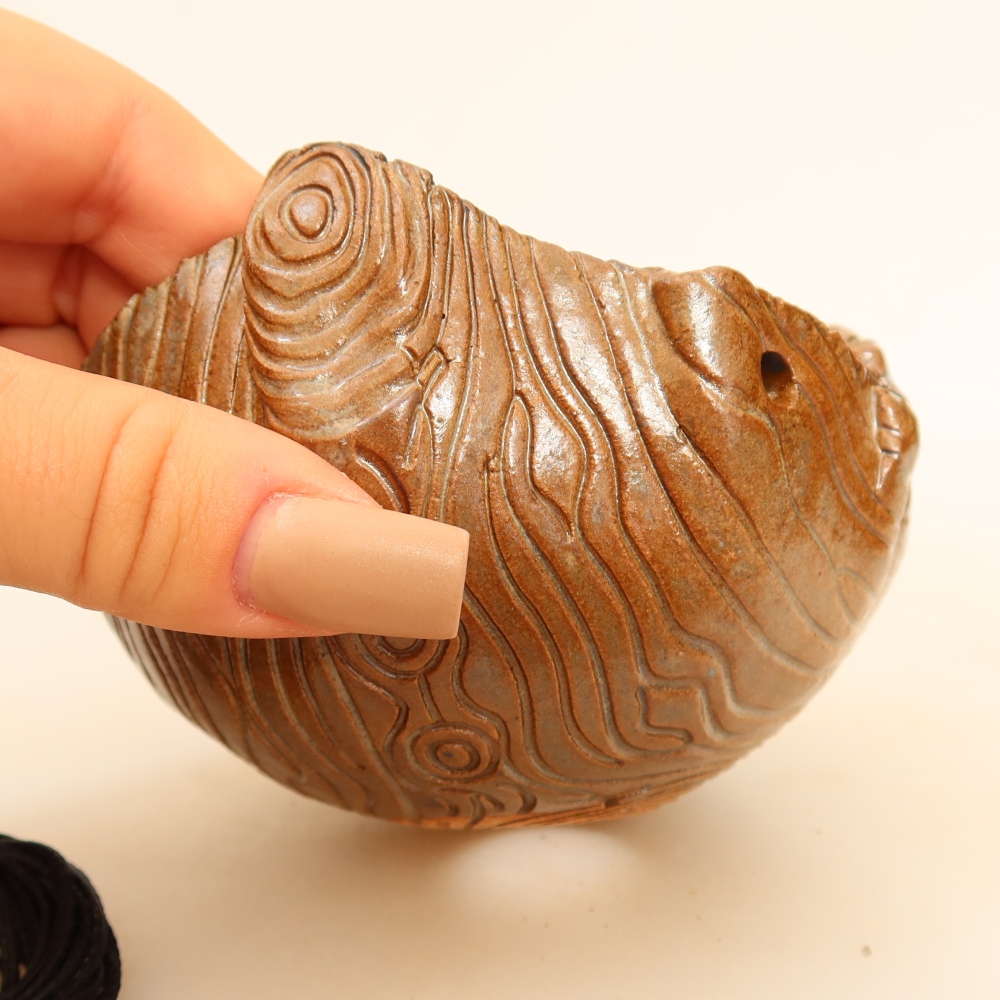 Coquille en céramique pour kokedama, 10 x 10 x 7,5 cm, couleur marron