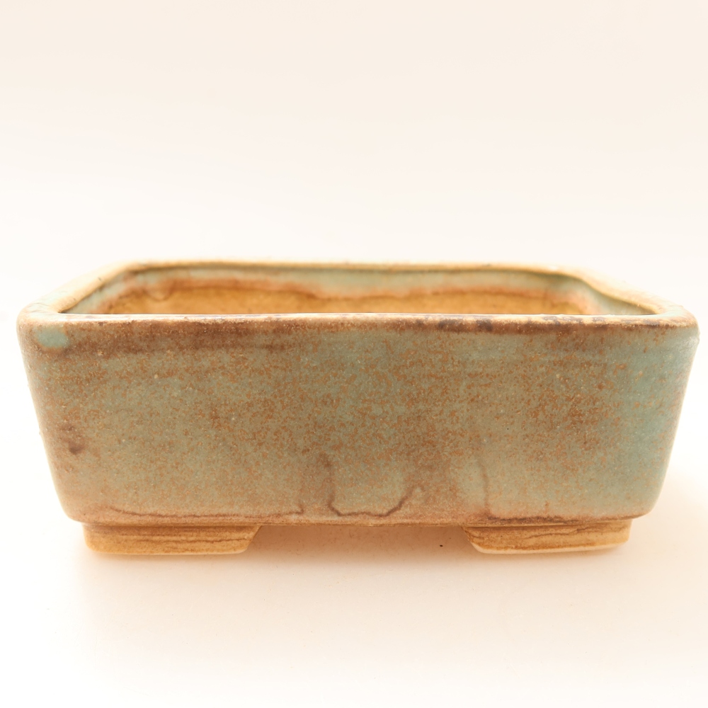 Pot à bonsaï en céramique 10 x 8 x 3,5 cm, couleur verte