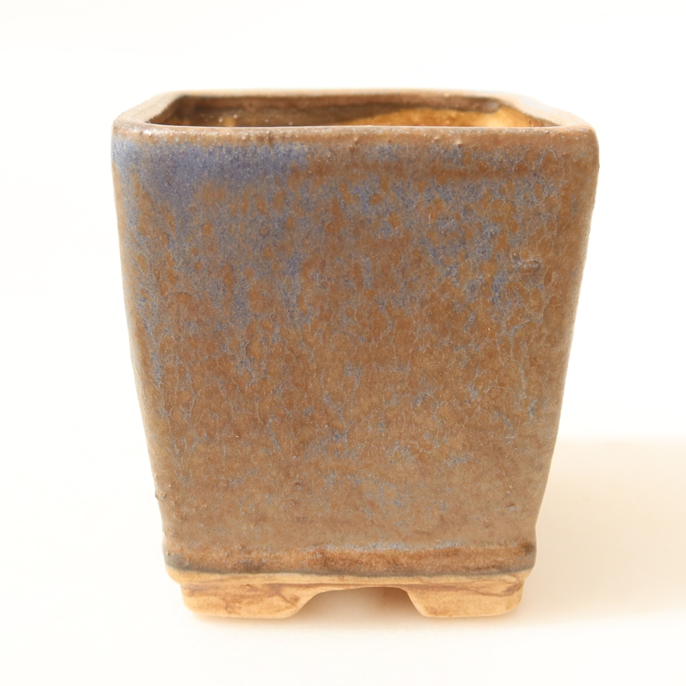 Pot à bonsaï en céramique 6,5 x 6,5 x 7 cm, couleur bleue