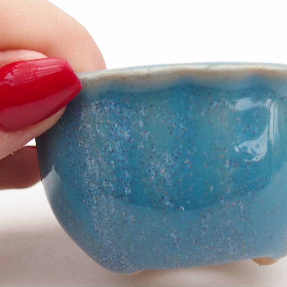 Bol à bonsaï en céramique 7 x 8,5 x 3,5 cm, couleur bleu