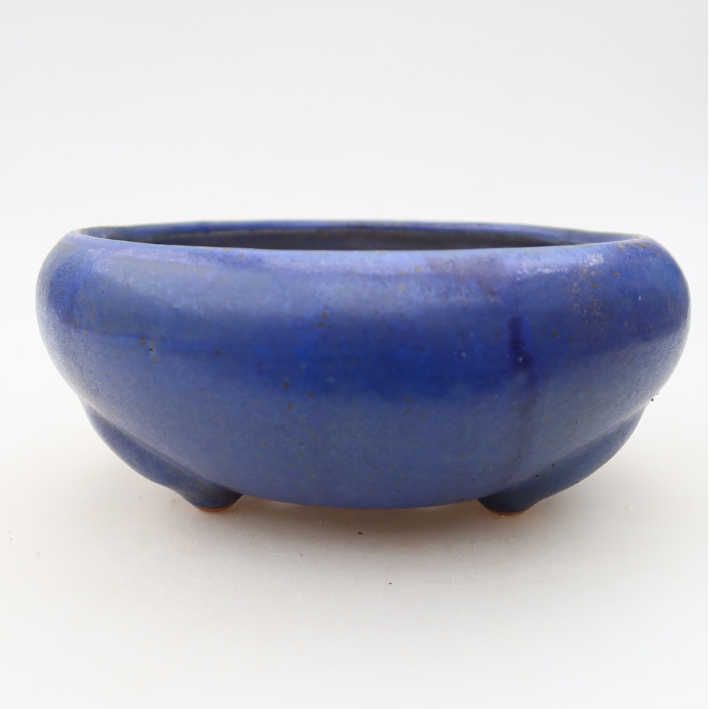 Pot à bonsaï en céramique 15 x 15 x 6,5 cm, couleur bleue