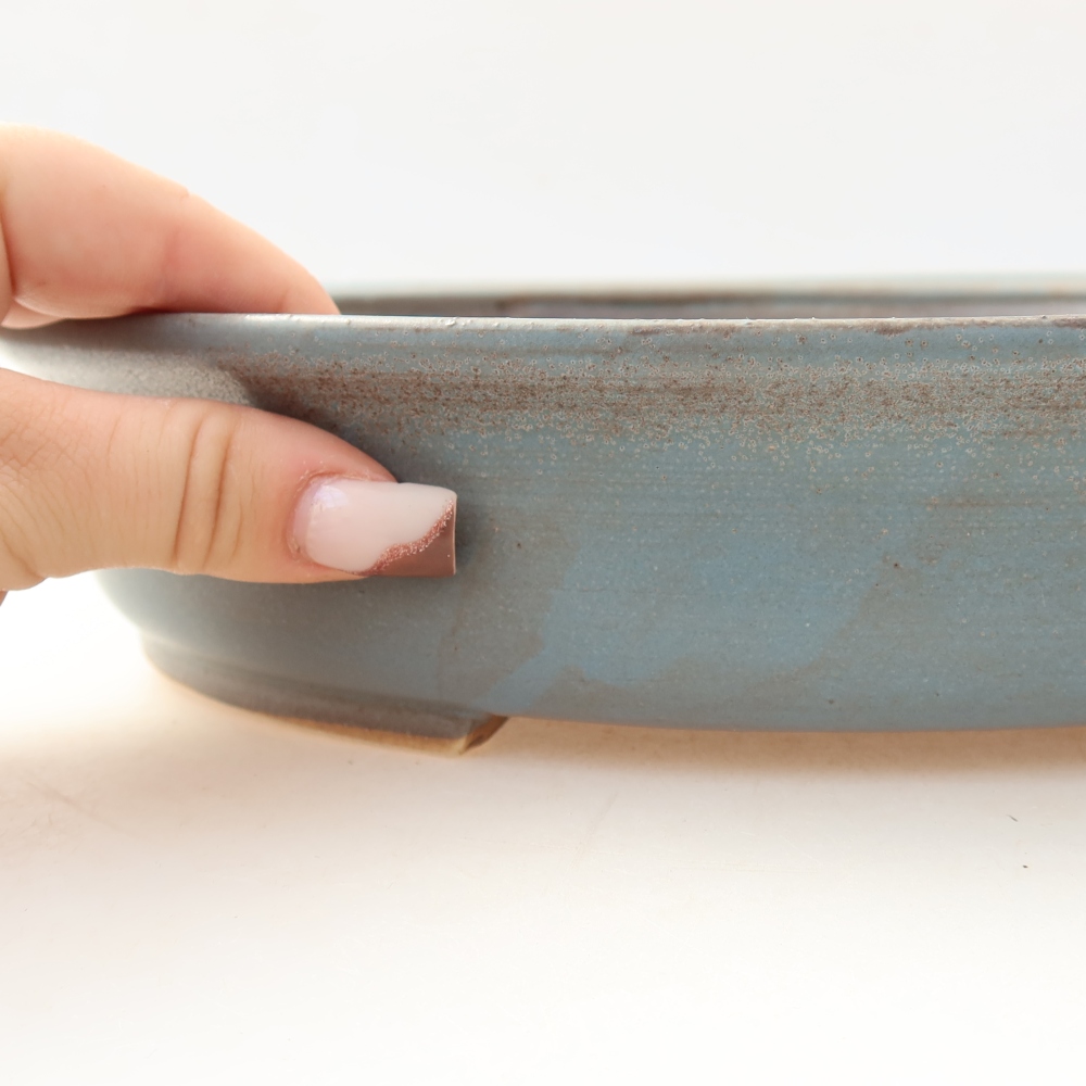 Pot à bonsaï en céramique 26 x 24 x 6 cm, couleur bleue