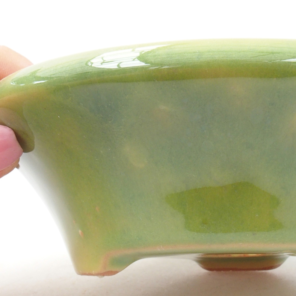 Bol à bonsaï en céramique 13,5 x 13,5 x 5 cm, vert