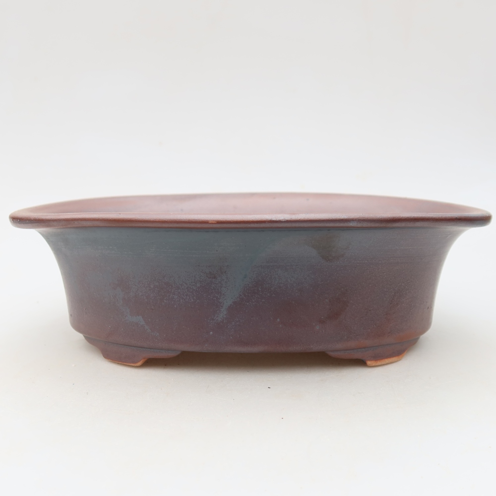 Pot à bonsaï en céramique 22,5 x 17,5 x 6,5 cm, couleur métallique