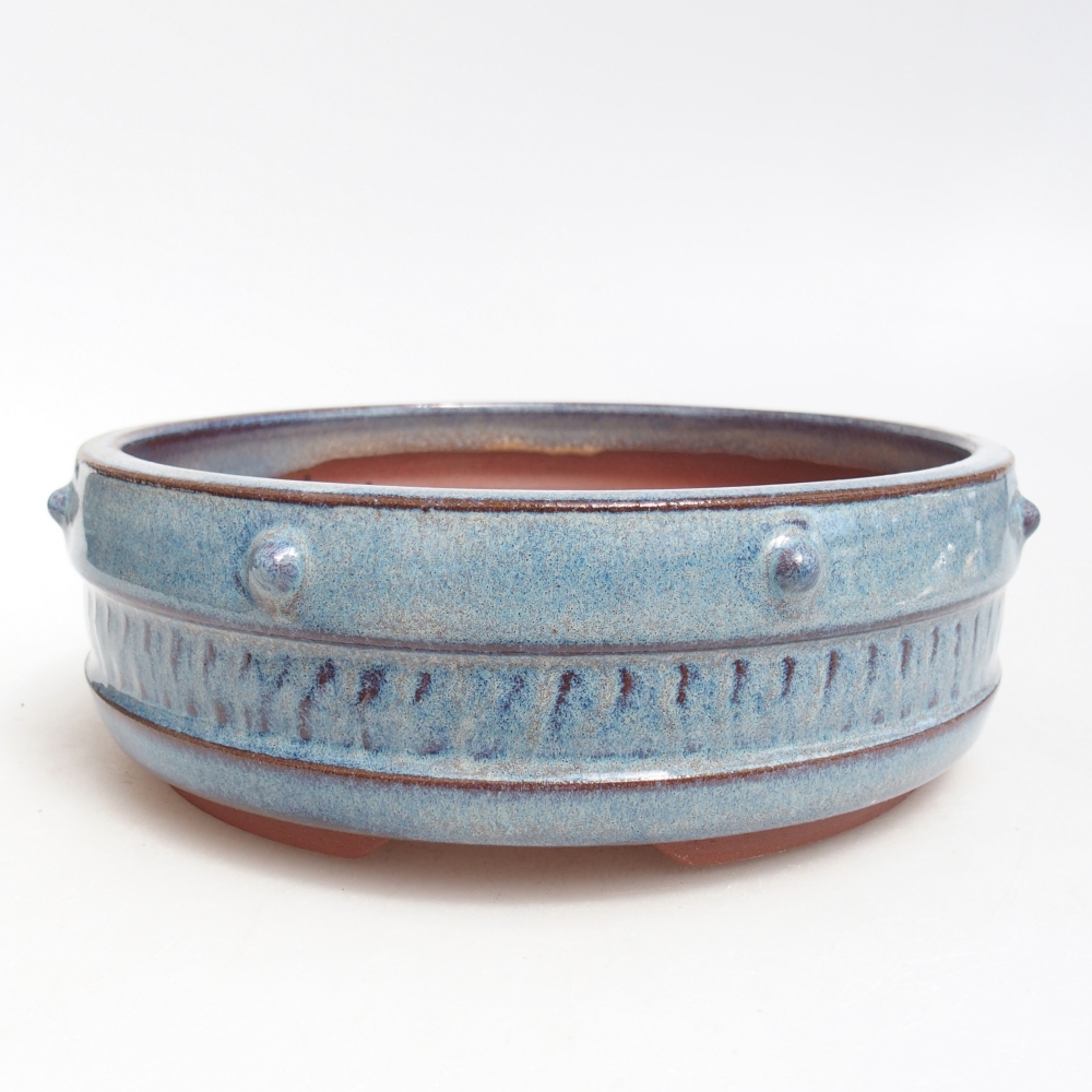 Bol à bonsaï en céramique 17 x 17 x 5,5 cm, couleur bleu