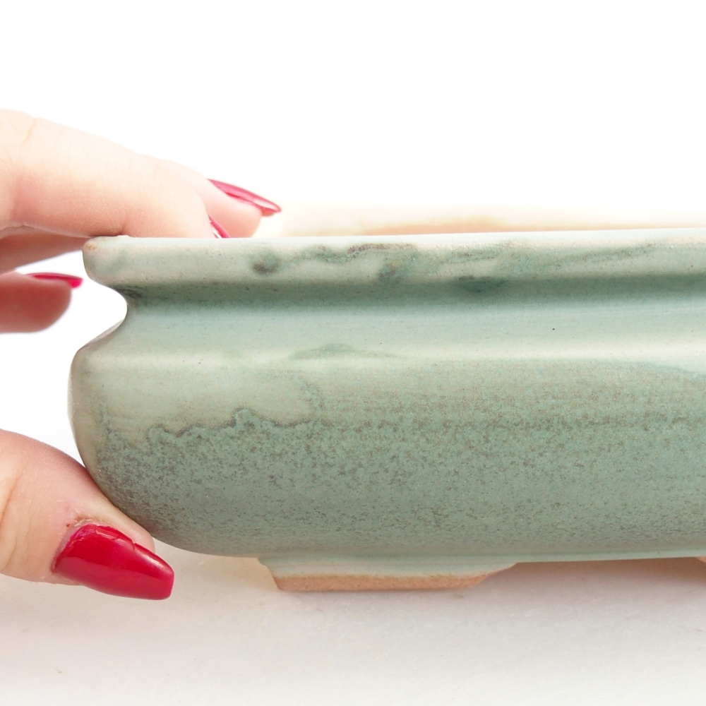 Bol à bonsaï en céramique 15,5 x 15,5 x 6 cm, vert