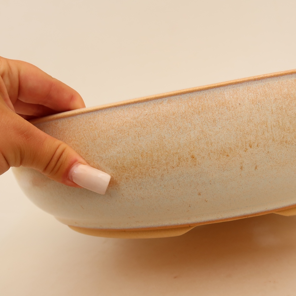 Pot à bonsaï en céramique 32,5 x 32,5 x 8,5 cm, couleur beige