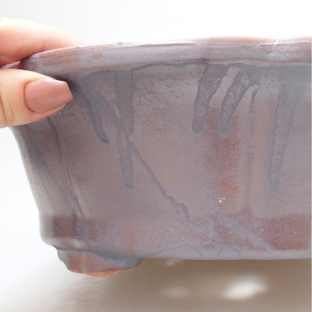 Bol à bonsaï en céramique 26,5 x 26,5 x 8 cm, couleur métal