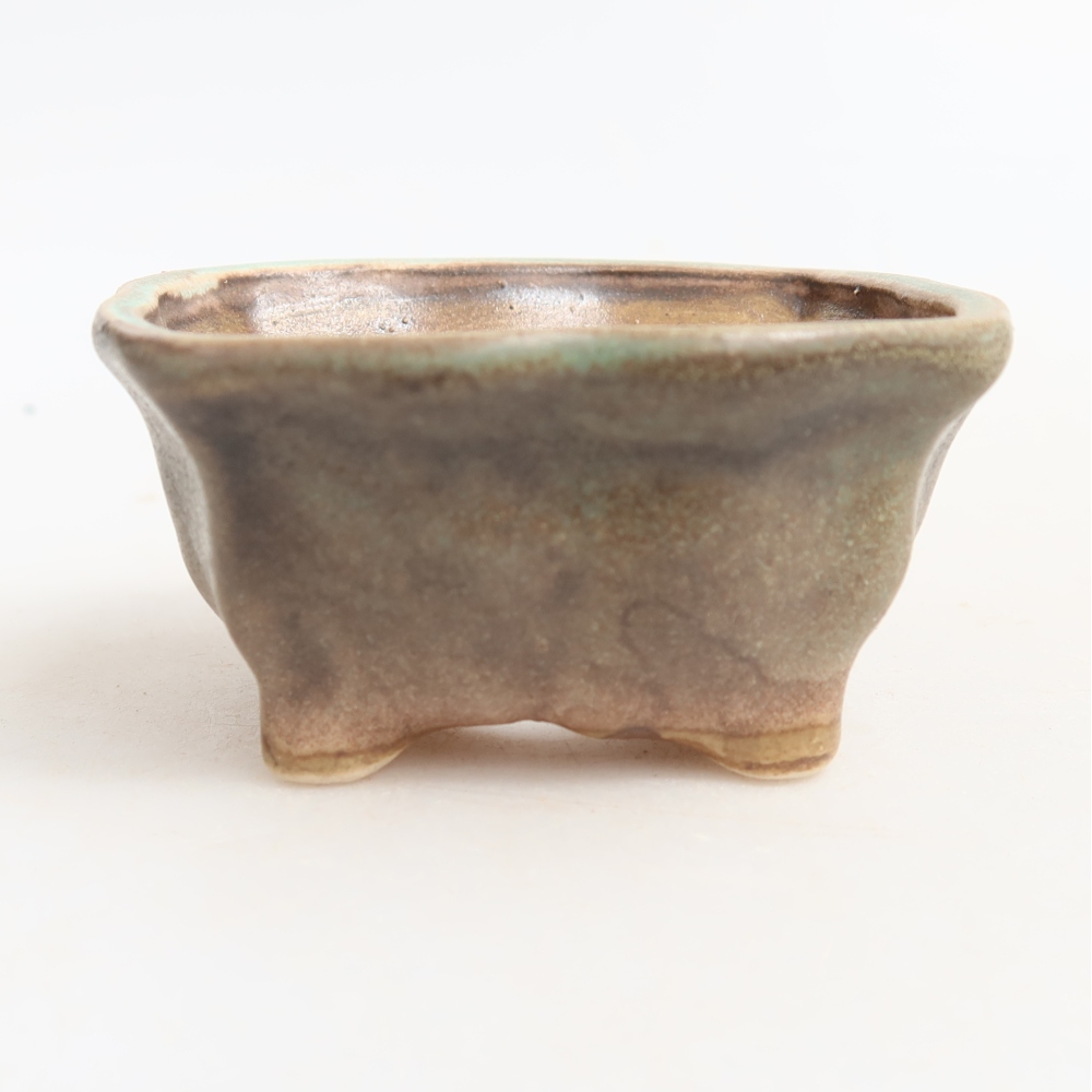 Pot à bonsaï en céramique 7 x 7 x 3,5 cm, couleur verte