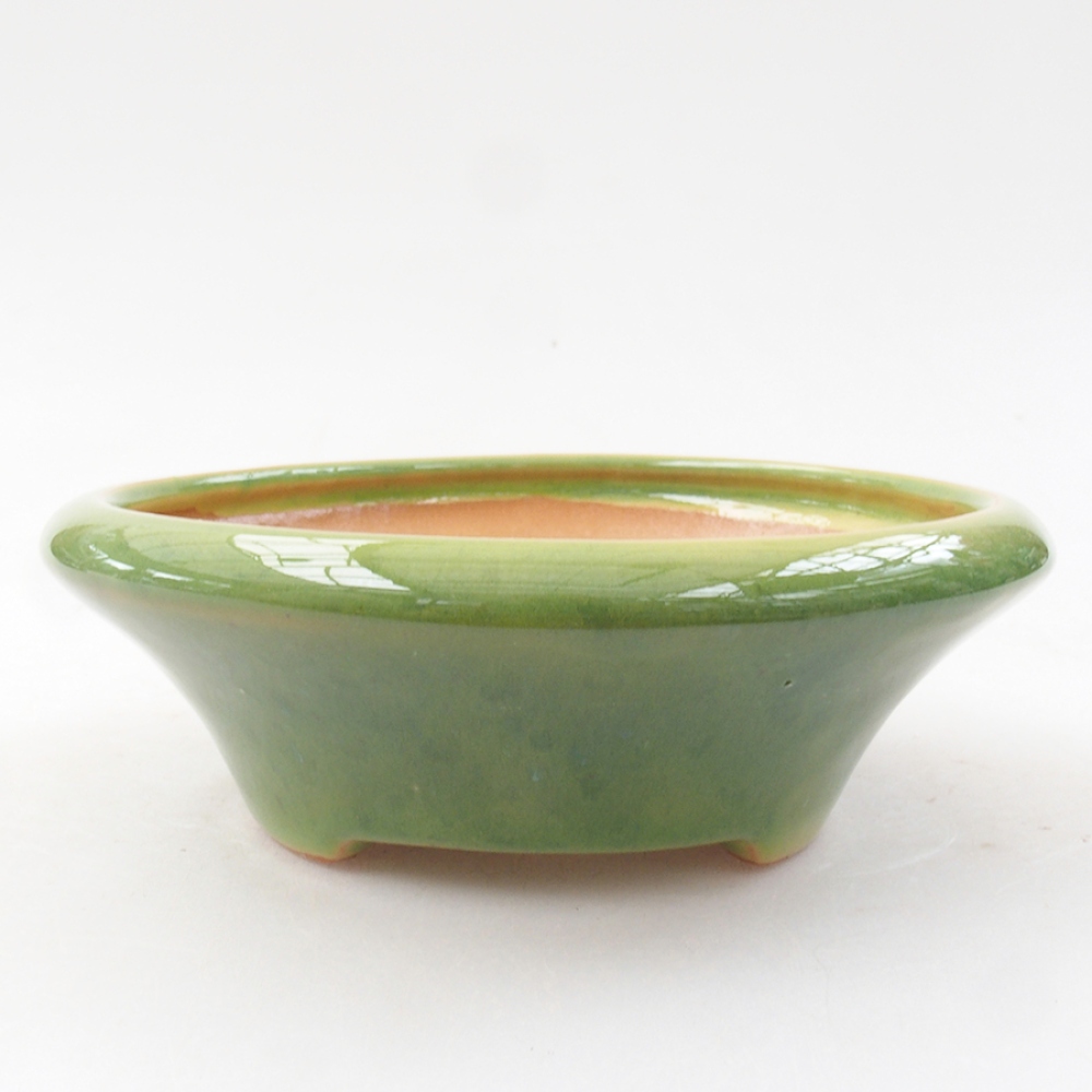 Bol à bonsaï en céramique 13,5 x 13,5 x 5 cm, vert
