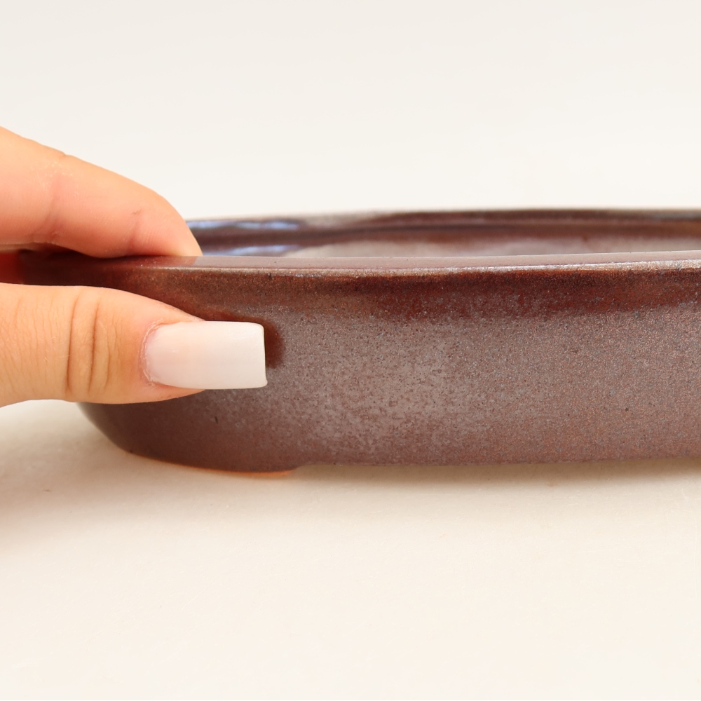 Pot à bonsaï en céramique 22 x 17 x 4 cm, couleur bordeaux
