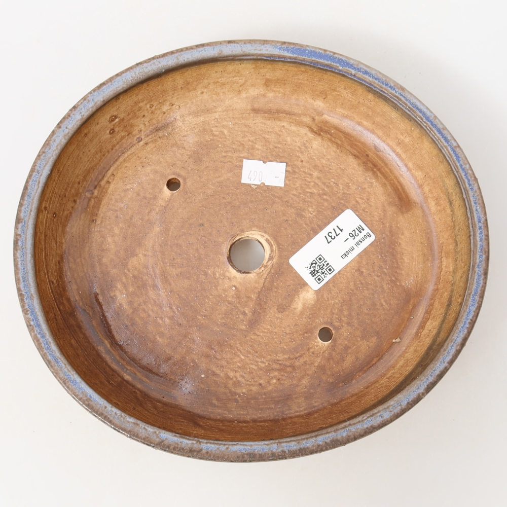 Pot à bonsaï en céramique 21 x 19 x 4,5 cm, couleur bleue