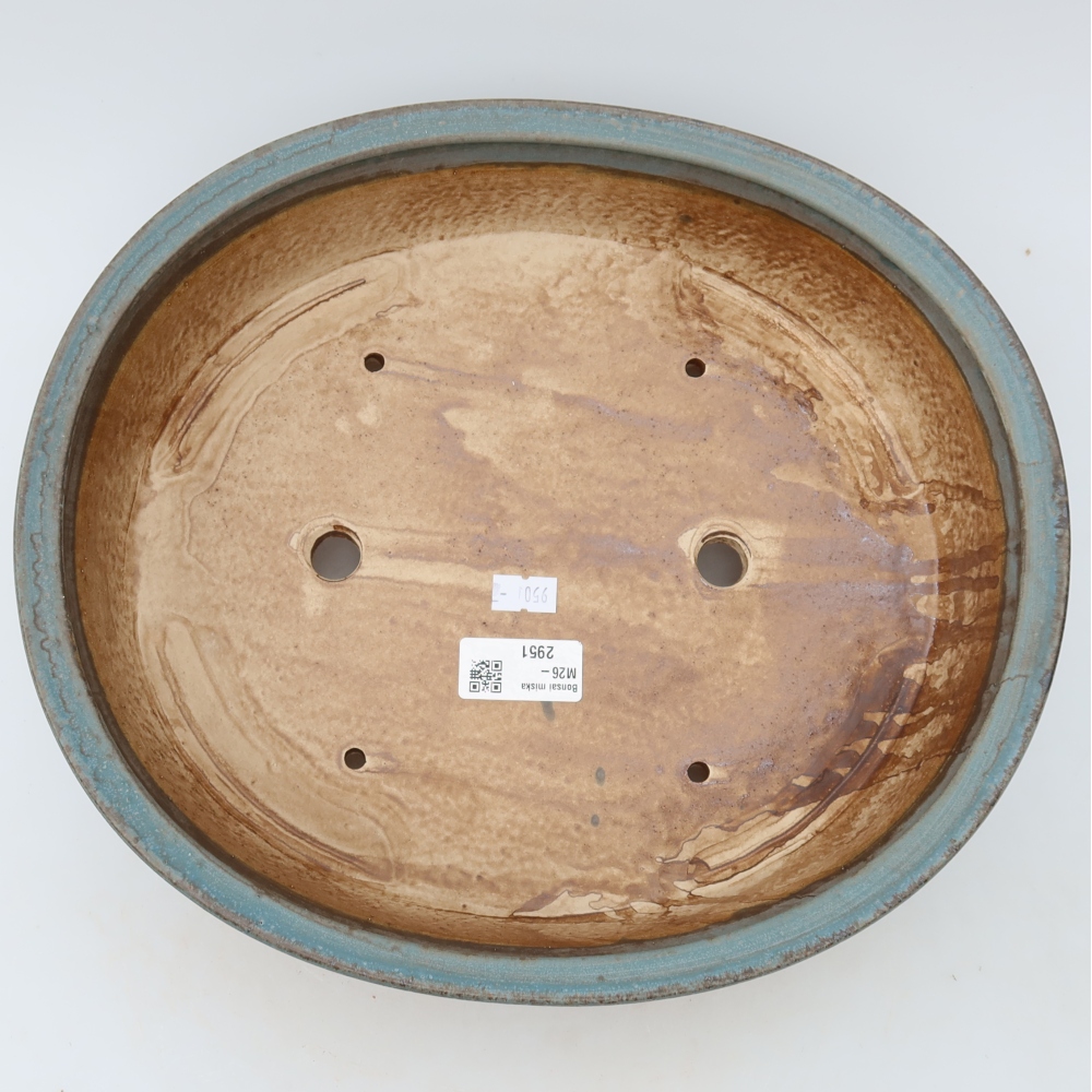 Pot à bonsaï en céramique 31 x 27 x 7,5 cm, couleur bleue