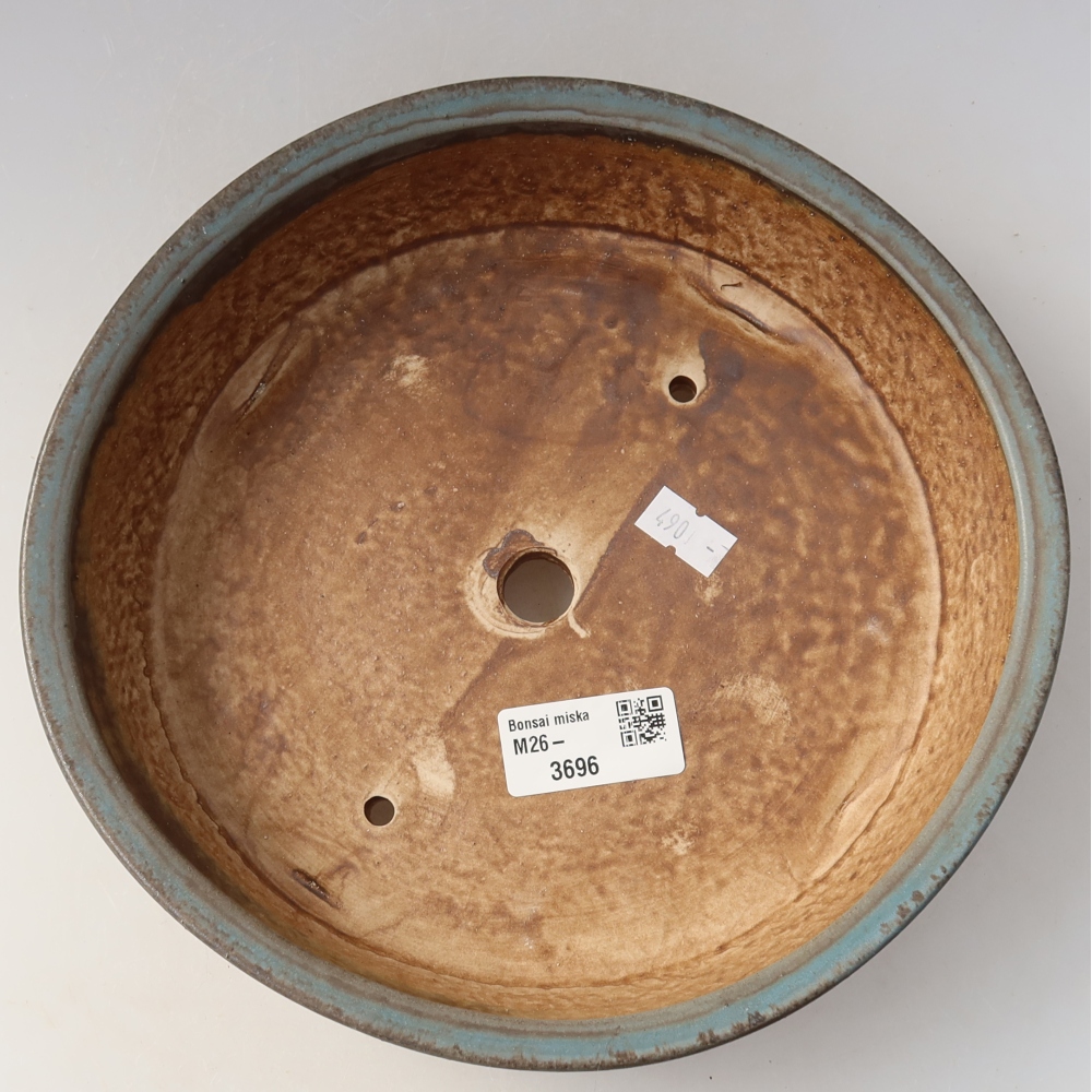 Pot à bonsaï en céramique 21,5 x 21,5 x 6 cm, couleur bleue