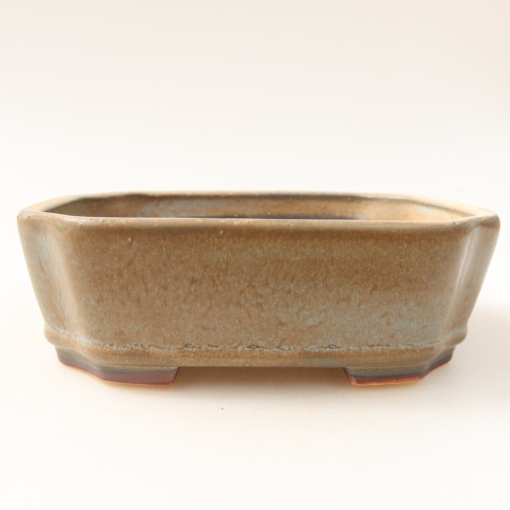 Pot à bonsaï en céramique 13,5 x 11,5 x 4 cm, couleur bleue