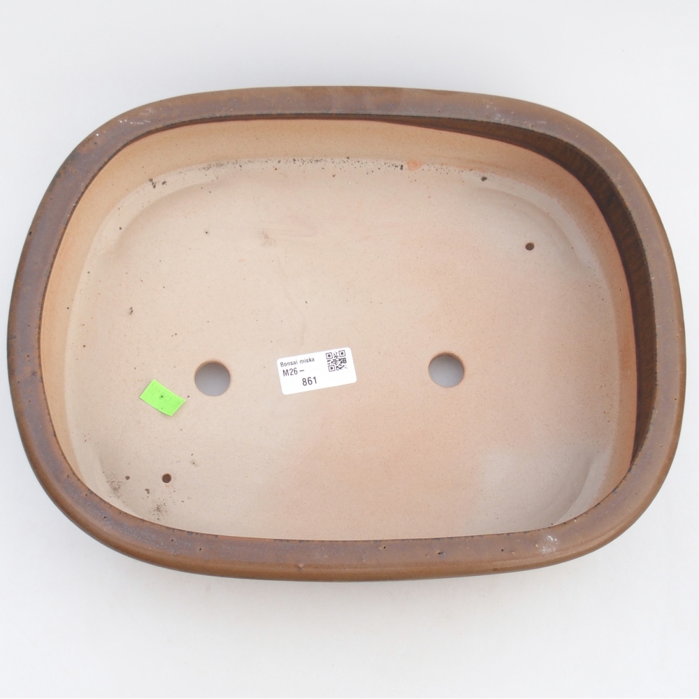 Bol à bonsaï en céramique 31,5 x 24 x 8 cm, brun
