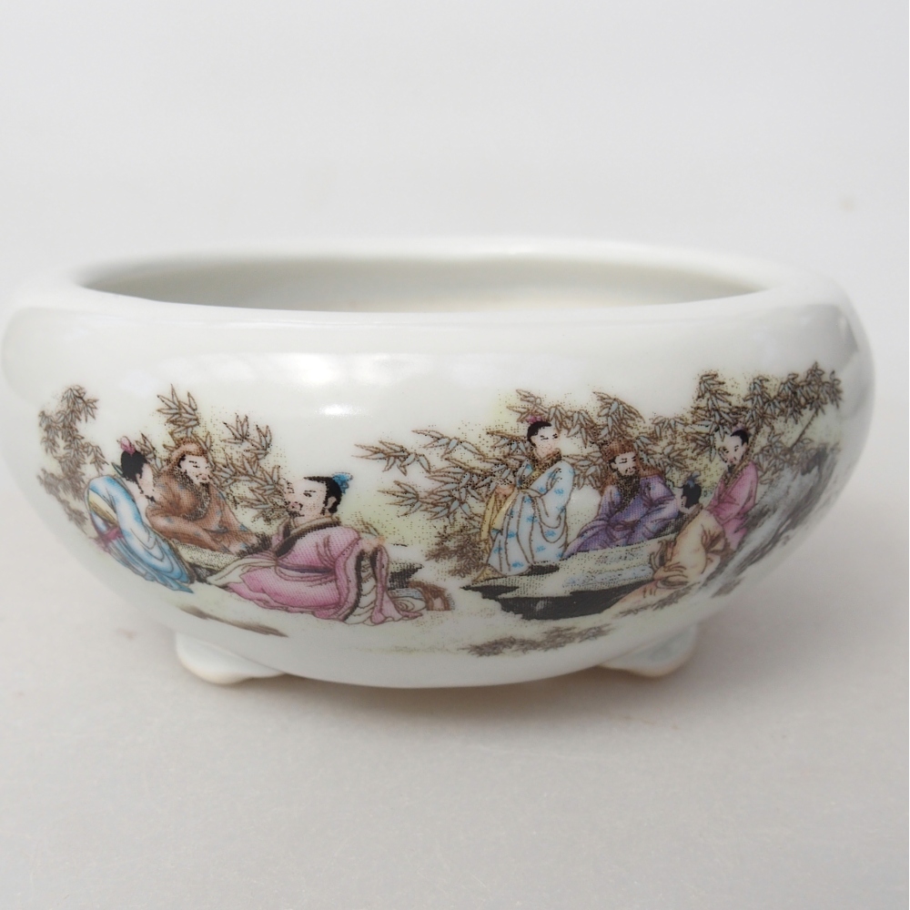 Bol à bonsaï en céramique 10 x 10 x 5 cm, couleur blanc