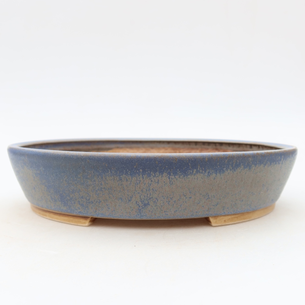 Pot à bonsaï en céramique 21 x 19 x 4,5 cm, couleur bleue