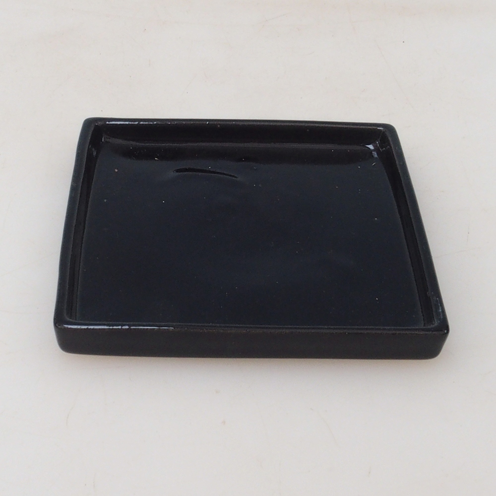 Plateau pour bonsaïs carré M - 10 x 10 x 1,5 cm - noir