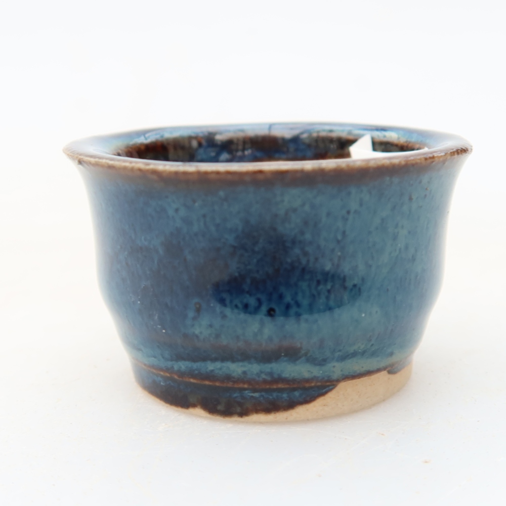 Pot à bonsaï en céramique 3,5 x 3,5 x 2,5 cm, couleur bleue