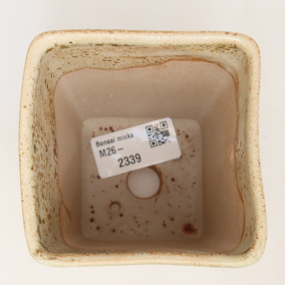 Pot à bonsaï en céramique 7,5 x 7,5 x 11 cm, couleur beige