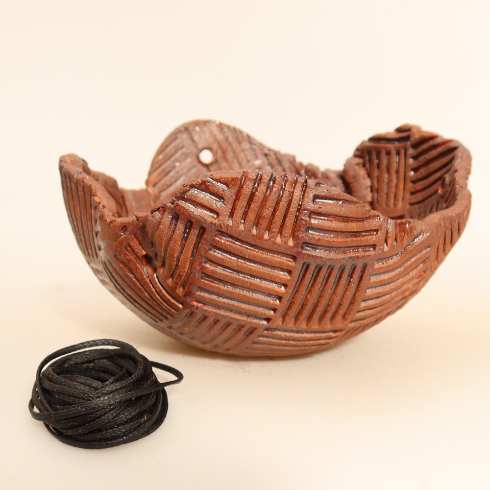 Coquille en céramique pour kokedama, 13,5 x 13 x 7,5 cm, couleur marron