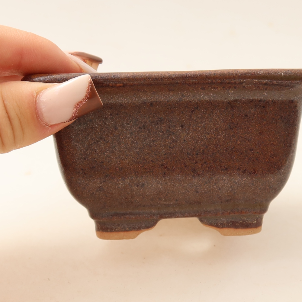 Pot à bonsaï en céramique 9,5 x 9,5 x 5,5 cm, couleur marron