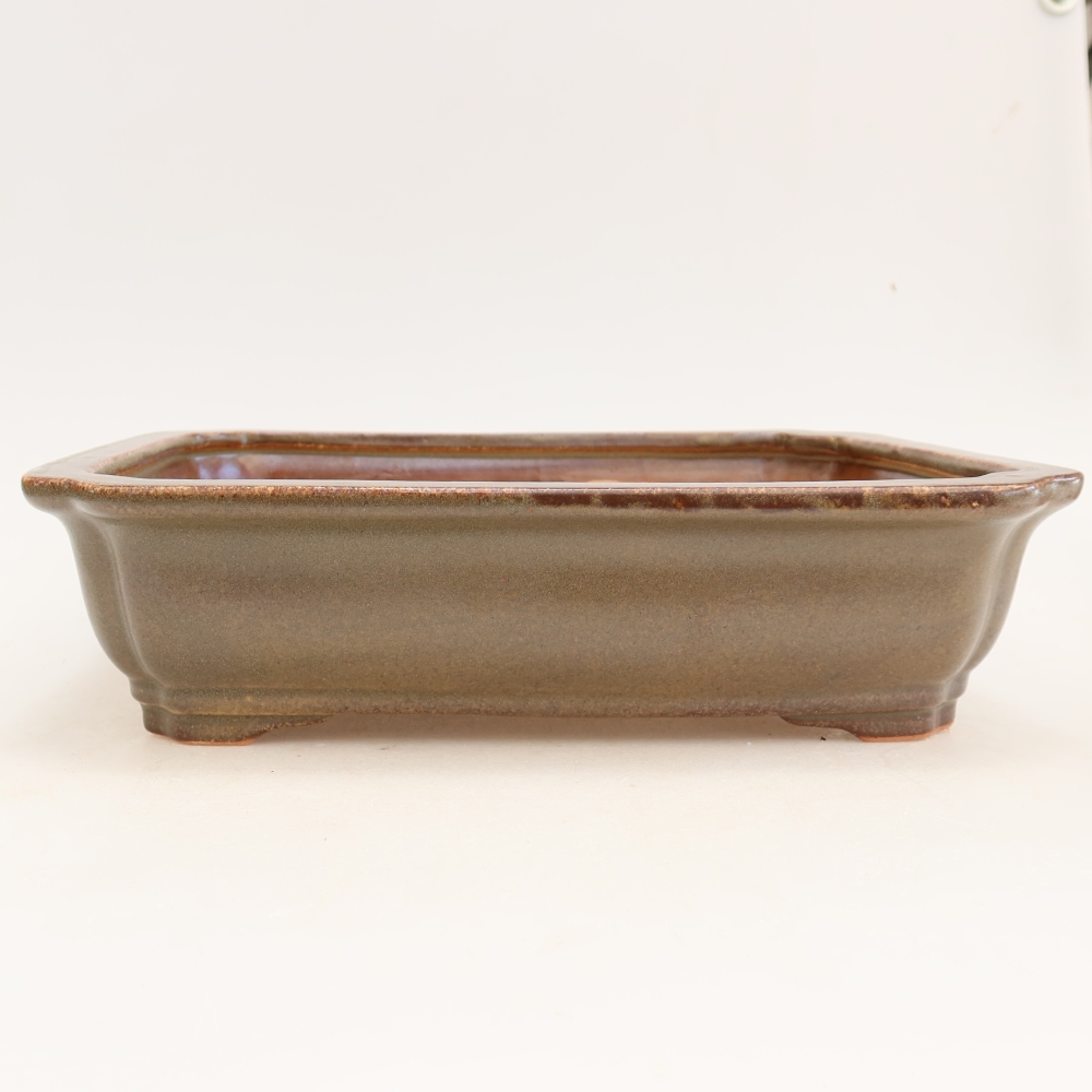 Pot à bonsaï en céramique 27,5 x 21,5 x 7 cm, couleur marron