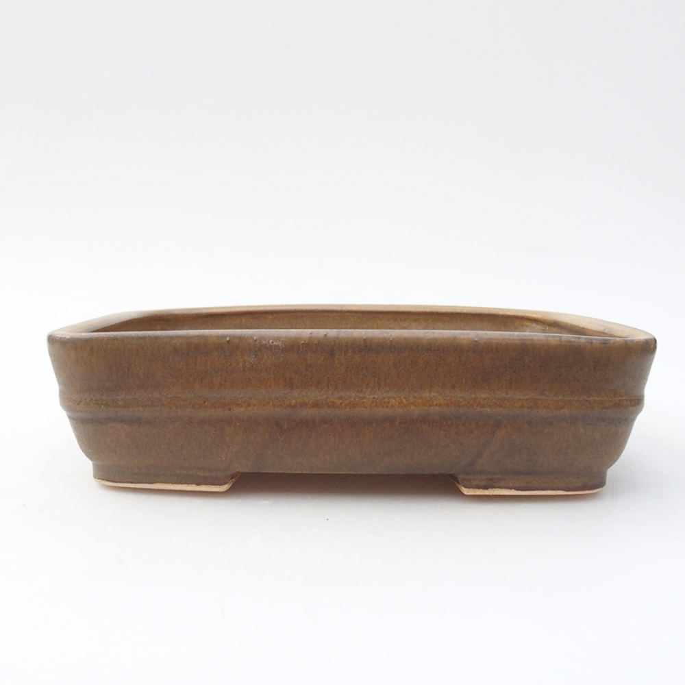 Bol à bonsaï en céramique 17,5 x 14 x 4,5 cm, brun