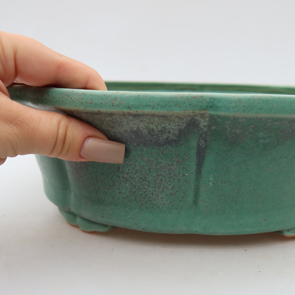 Bol à bonsaï en céramique 26,5 x 26,5 x 8,5 cm, vert