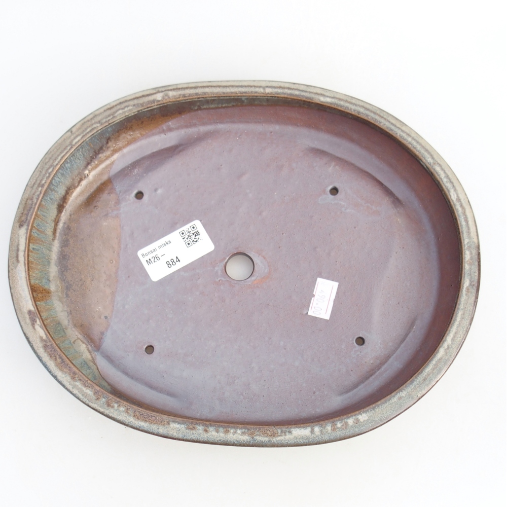 Bol à bonsaï en céramique 24,5 x 20 x 4 cm, bleu-gris