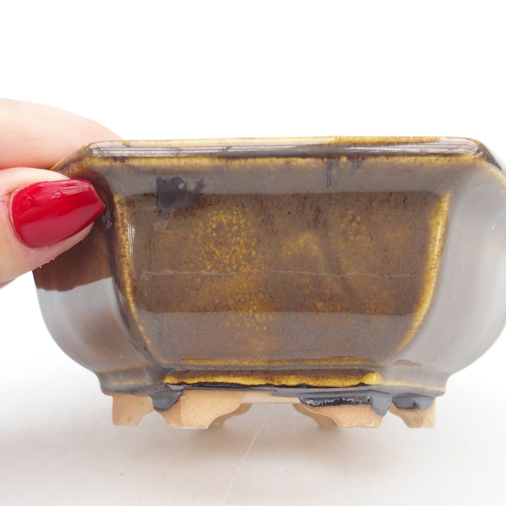 Bol à bonsaï en céramique 12 x 10,5 x 4,5 cm, jaune