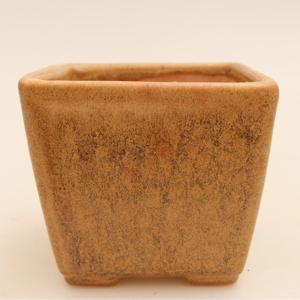 Pot à bonsaï en céramique 7,5 x 7,5 x 6,5 cm, couleur beige