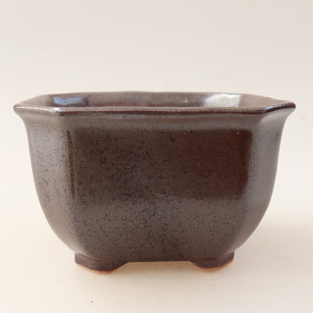 Pot à bonsaï en céramique 10 x 10 x 6,5 cm, couleur marron