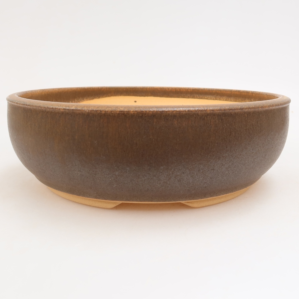 Pot à bonsaï en céramique 22,5 x 22,5 x 7 cm, couleur marron