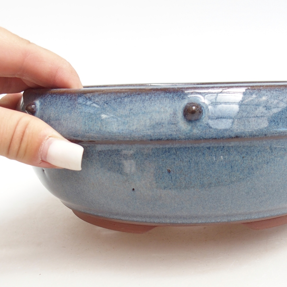 Bol à bonsaï en céramique 18,5 x 18,5 x 7 cm, couleur bleu