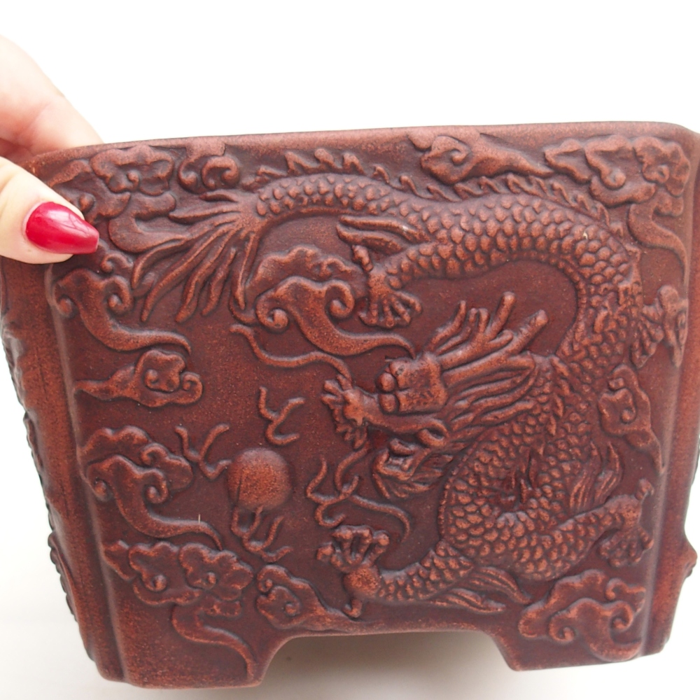 Bol à bonsaï en céramique 21 x 21 x 13,5 cm, brun