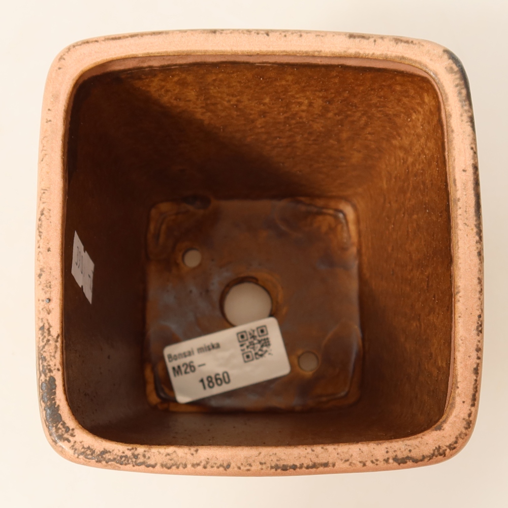Pot à bonsaï en céramique 10,5 x 10,5 x 12 cm, couleur rose