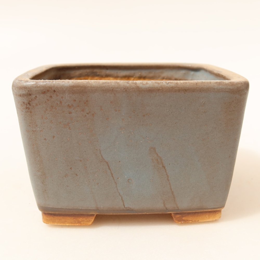 Pot à bonsaï en céramique 10,5 x 10,5 x 7 cm, couleur bleue
