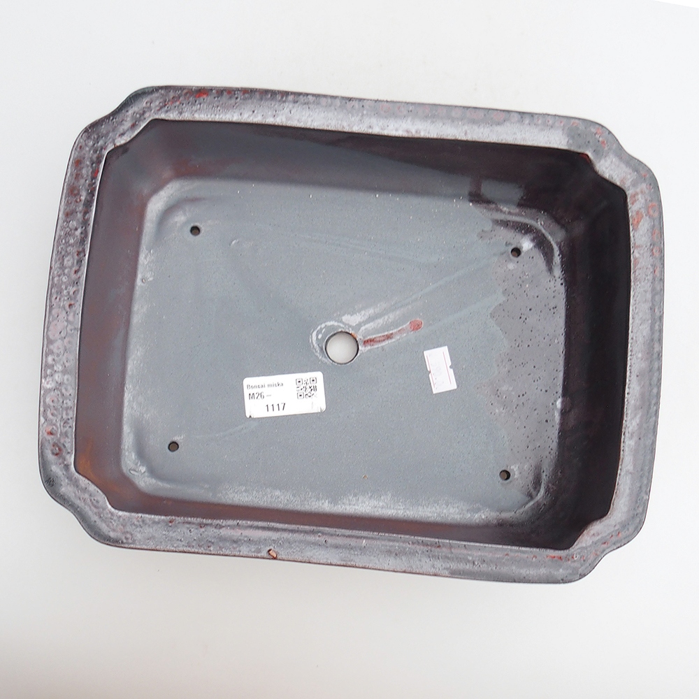 Bol à bonsaï en céramique 27 x 21 x 7 cm, couleur noir rouge