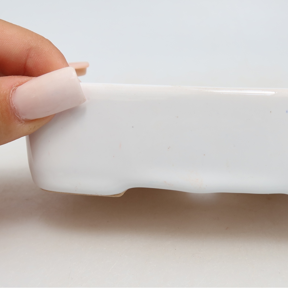 Pot à bonsaï en céramique 13 x 9,5 x 3,5 cm, couleur blanche