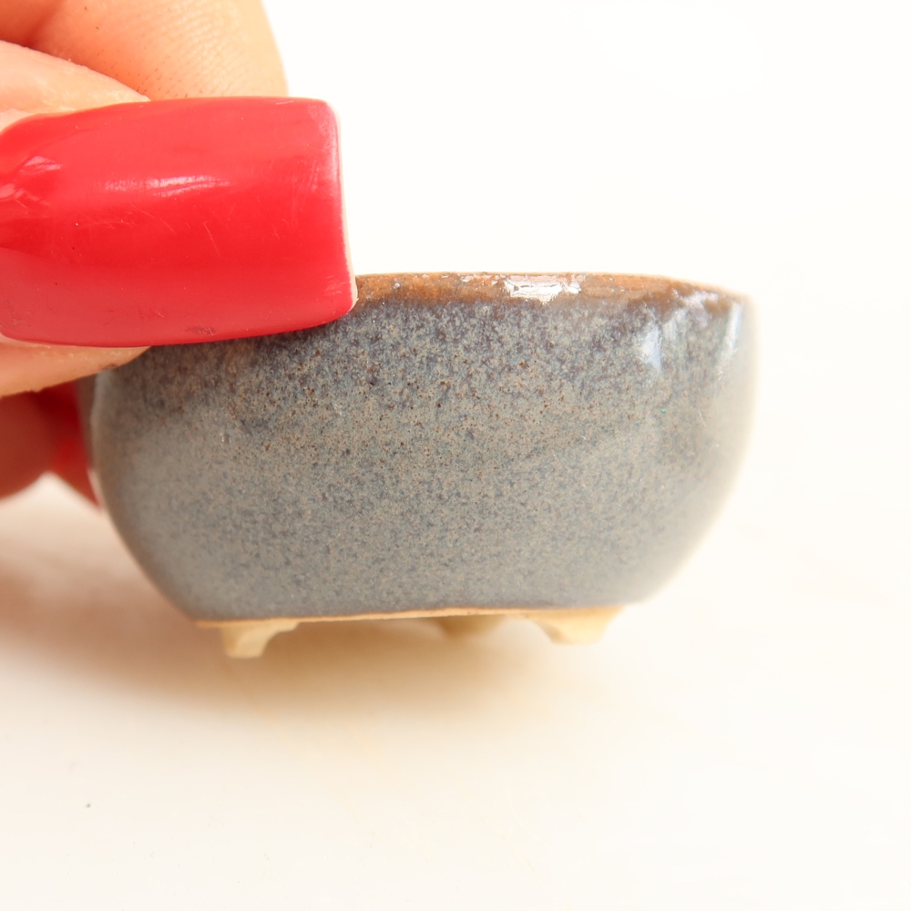 Pot à bonsaï en céramique 4 x 4 x 2 cm, couleur grise