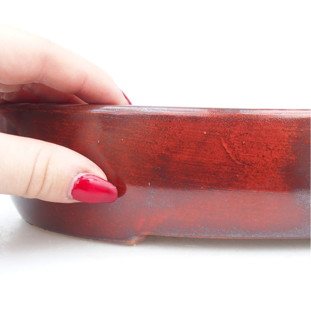 Bol à bonsaï en céramique 27 x 21 x 5 cm, couleur rouge